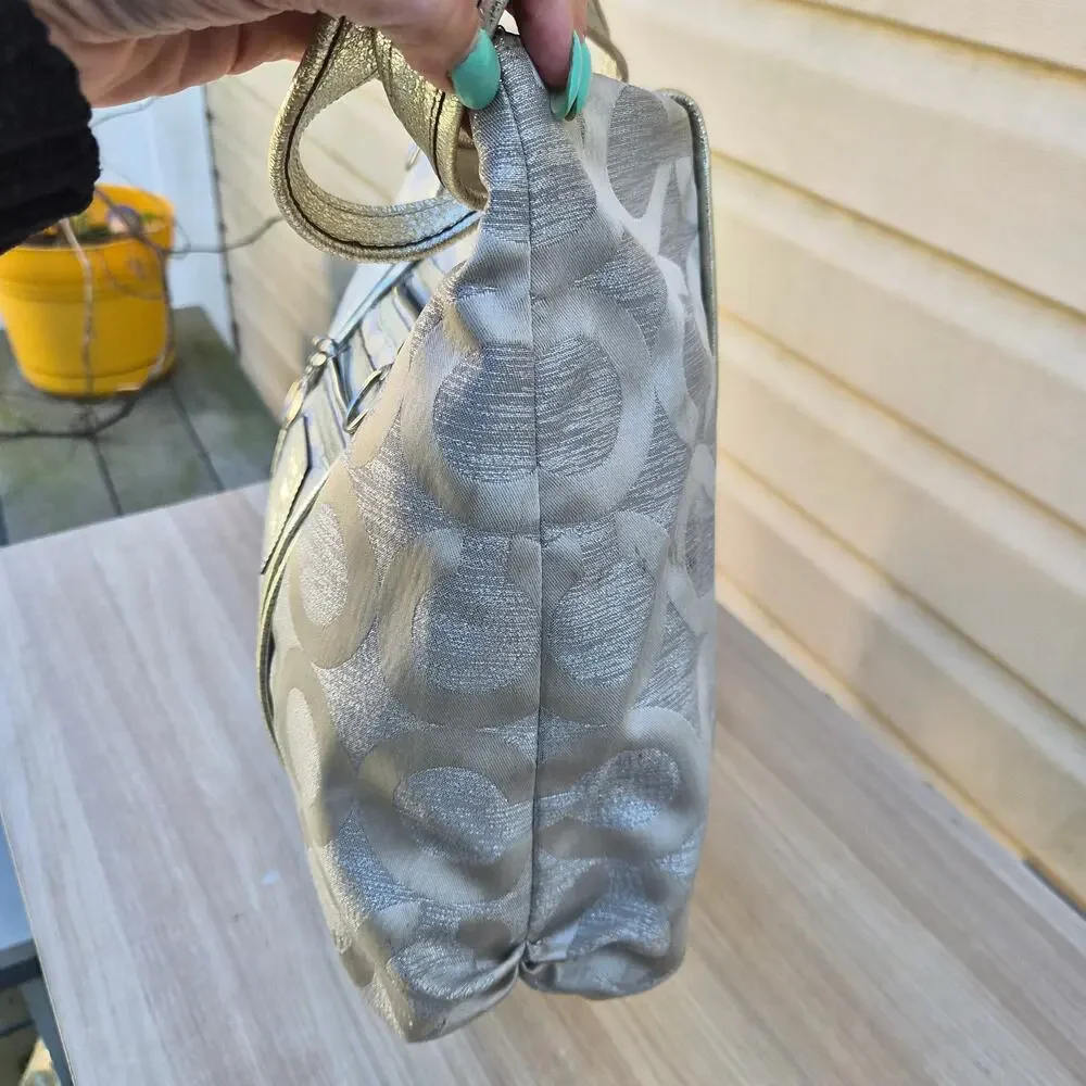 Y2K Coach Poppy Glam Tote - Silver Metallic Signature C Handbag